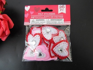 26Pcs DIY Pink Red Heart Pattern Felt Stickers Valentine